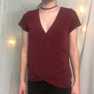 Express Maroon Drape Blouse